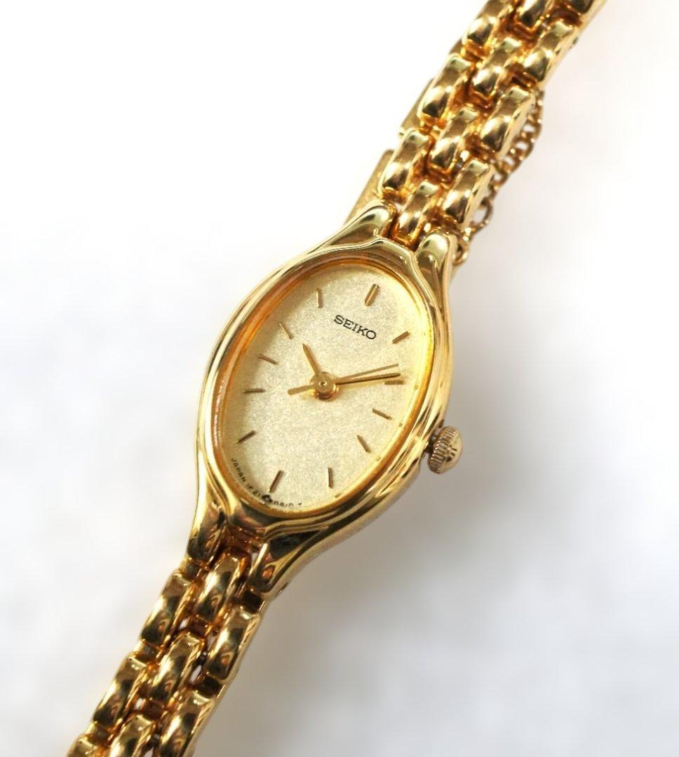 【良品】SEIKO オーバル ブレスウォッチ 腕時計 1F21-5A00