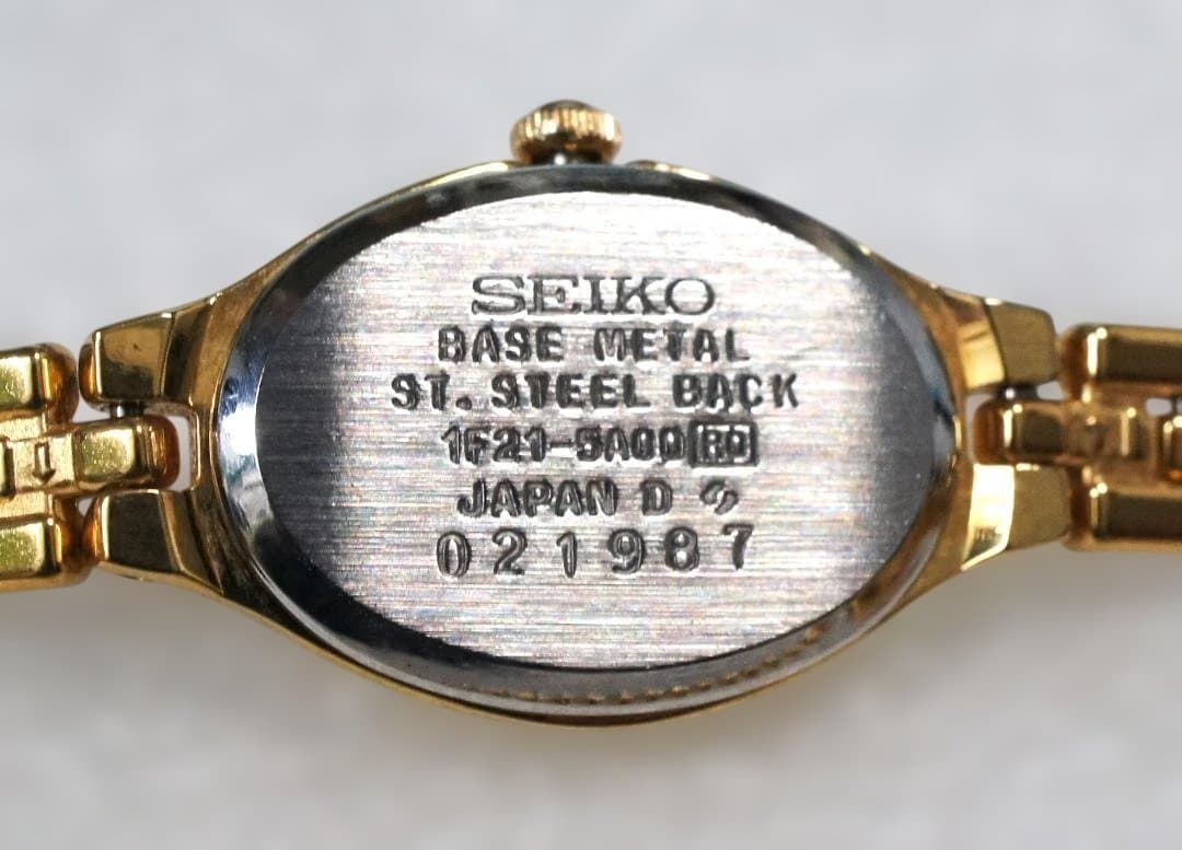 【良品】SEIKO オーバル ブレスウォッチ 腕時計 1F21-5A00