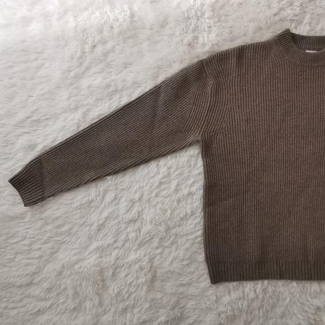 試着のみ SEEALL ヤク オーバーサイズ クルーネック セーター 茶 F