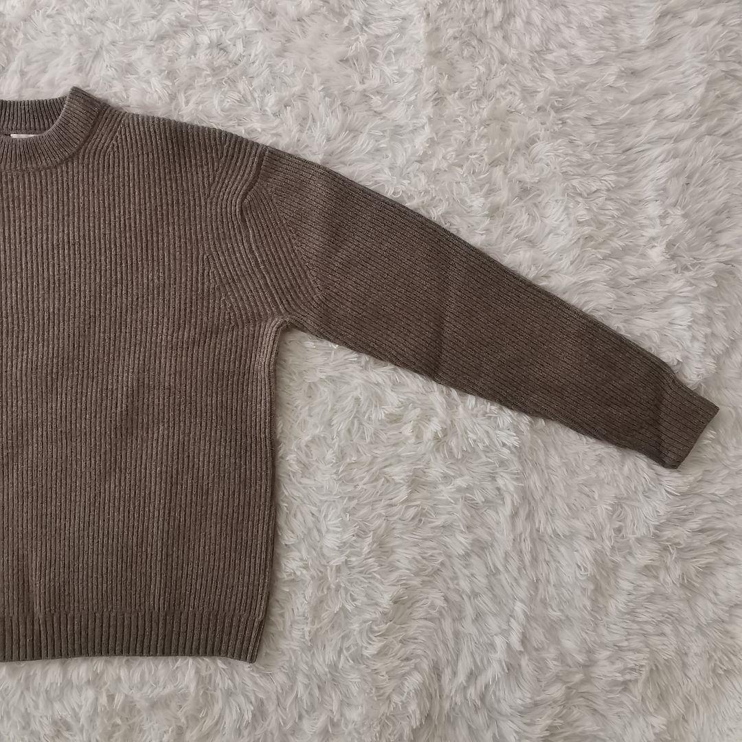 試着のみ SEEALL ヤク オーバーサイズ クルーネック セーター 茶 F