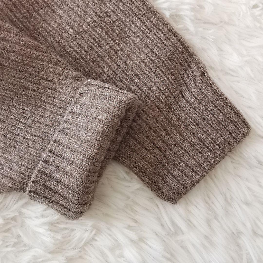 試着のみ SEEALL ヤク オーバーサイズ クルーネック セーター 茶 F