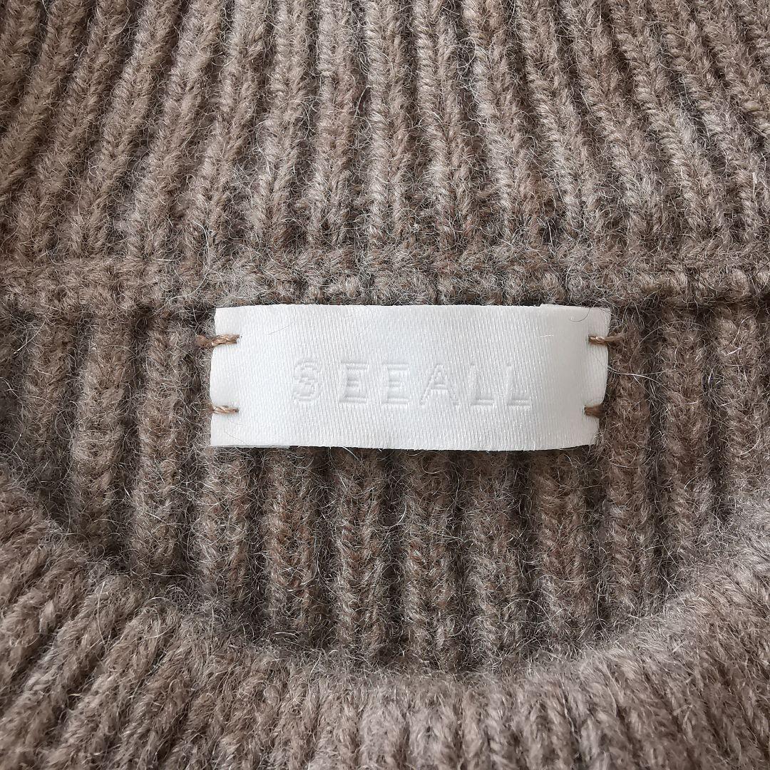 試着のみ SEEALL ヤク オーバーサイズ クルーネック セーター 茶 F