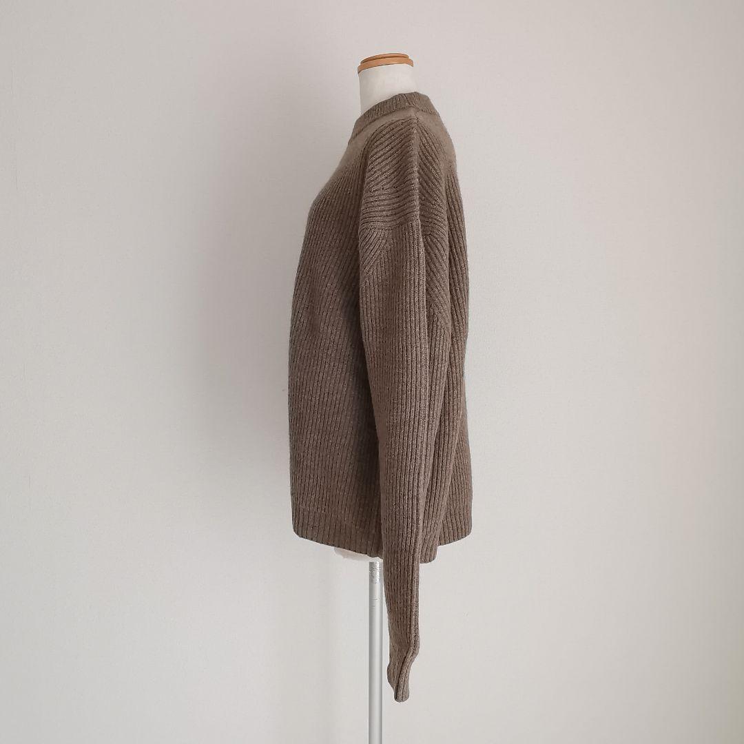 試着のみ SEEALL ヤク オーバーサイズ クルーネック セーター 茶 F