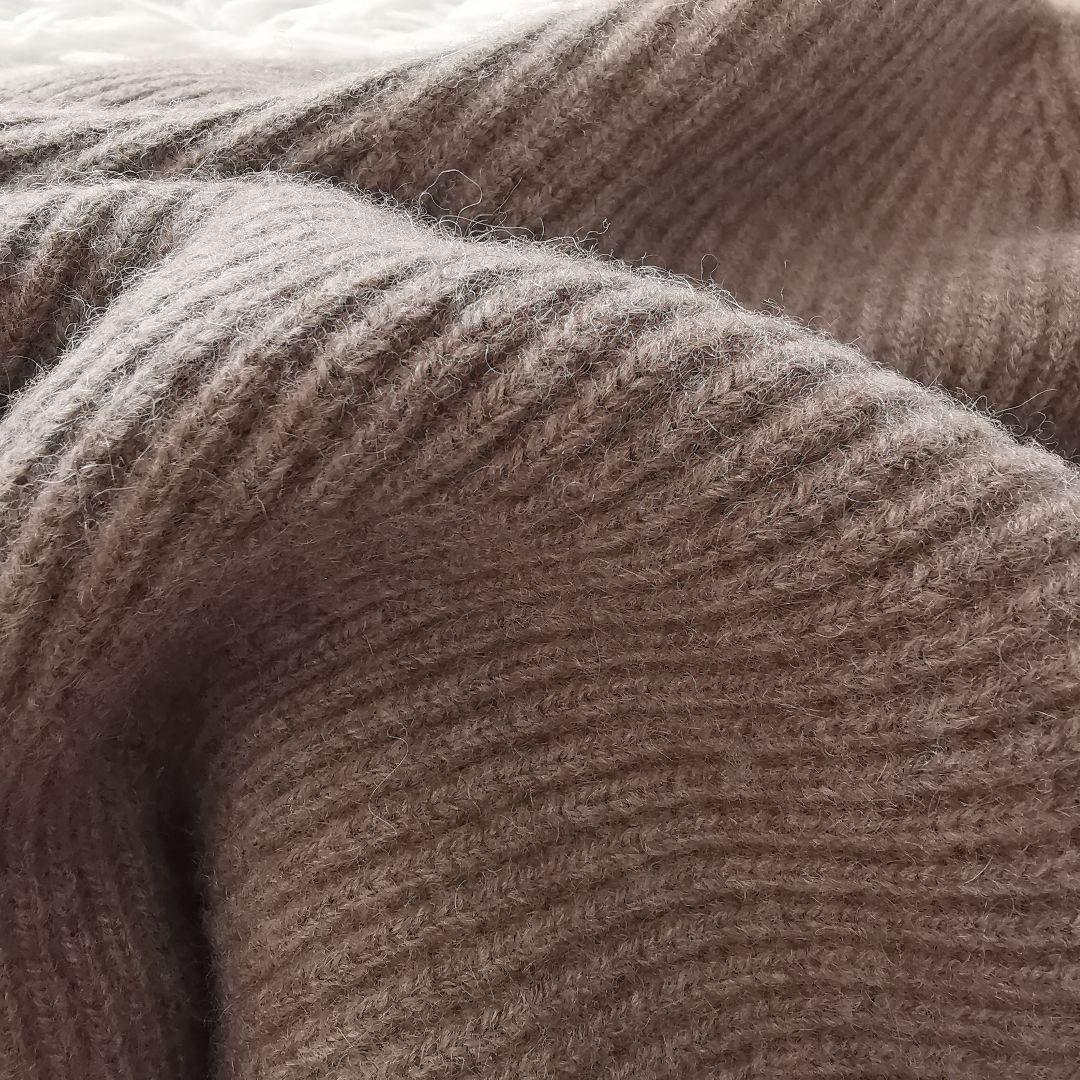 試着のみ SEEALL ヤク オーバーサイズ クルーネック セーター 茶 F