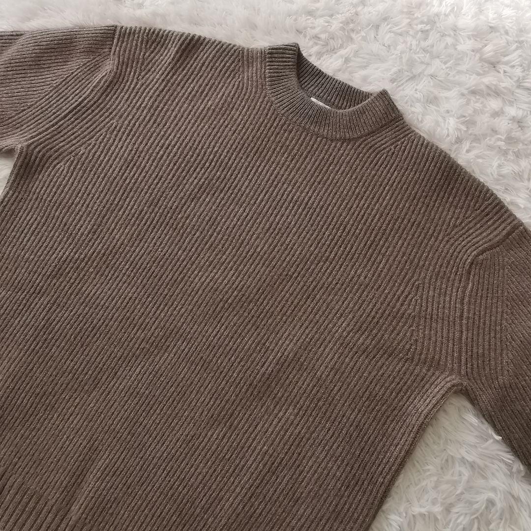 試着のみ SEEALL ヤク オーバーサイズ クルーネック セーター 茶 F