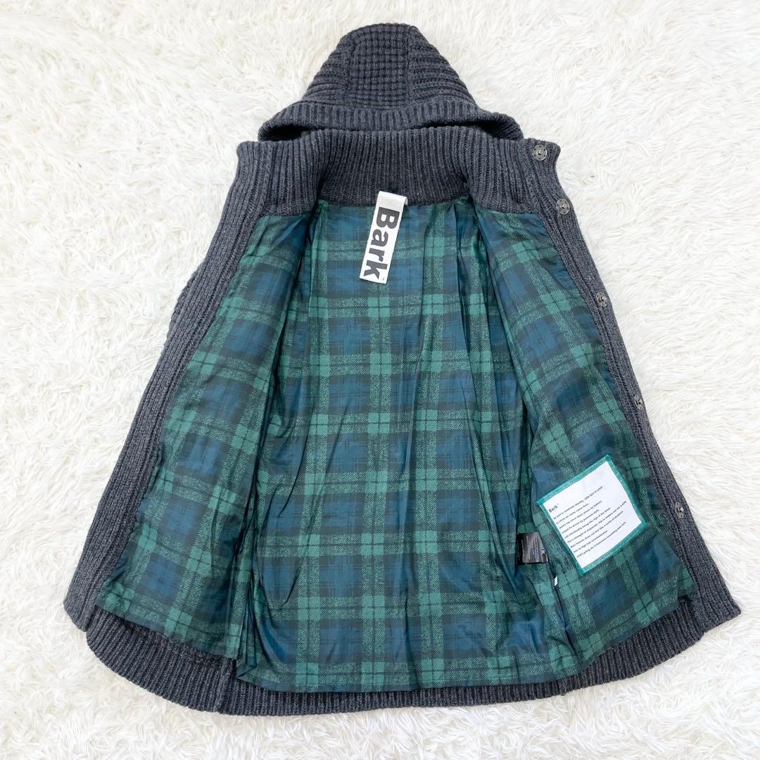 【リョウヒビ】Bark バーク ニットダッフルコート グレー 裏地