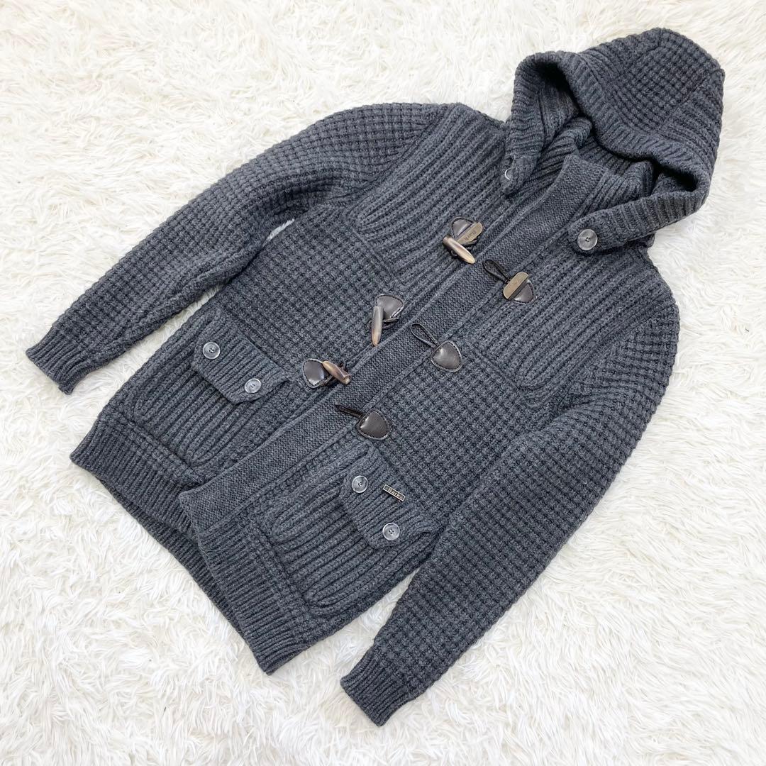 【リョウヒビ】Bark バーク ニットダッフルコート グレー 裏地