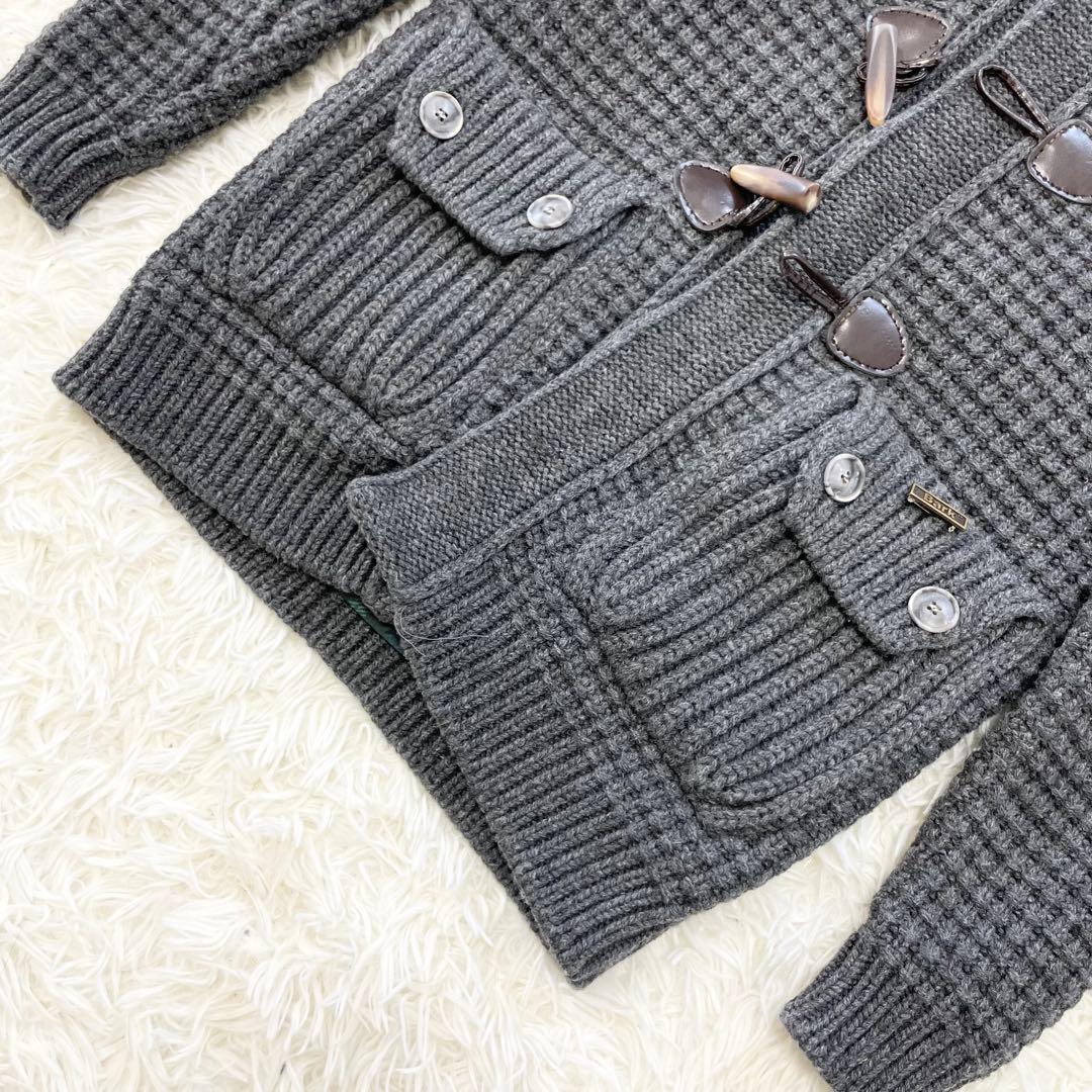 【リョウヒビ】Bark バーク ニットダッフルコート グレー 裏地