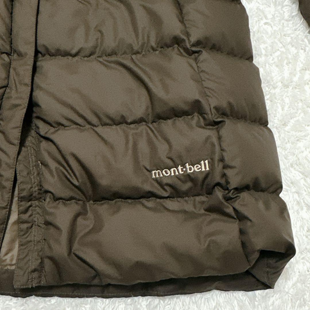 良品 モンベル ロングダウン ex800 ブラウン レディースL 収納袋あり
