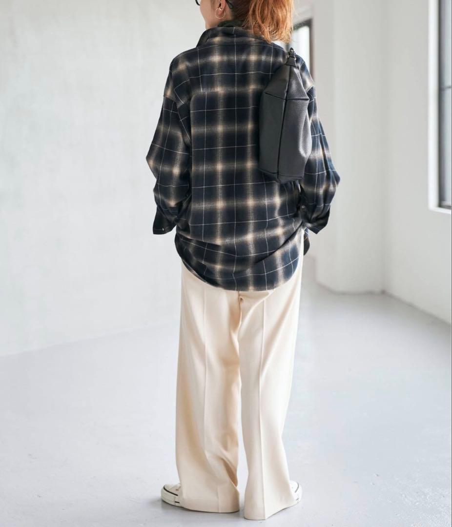 Spick and Spanメタルボタンオンブレーチェックルーズシャツ