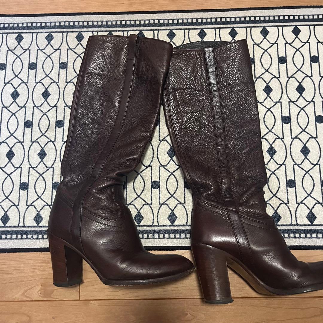 年末お値下げ！グッチ　ブラウン レザー ロングブーツ