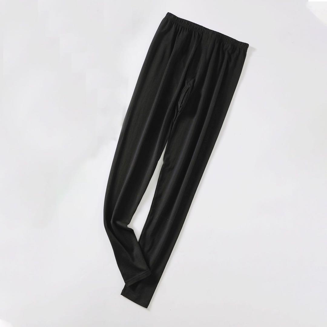 メンズシルク絹80%綿20% 肌着　インナー　パジャマ　上下セット　XL 黒