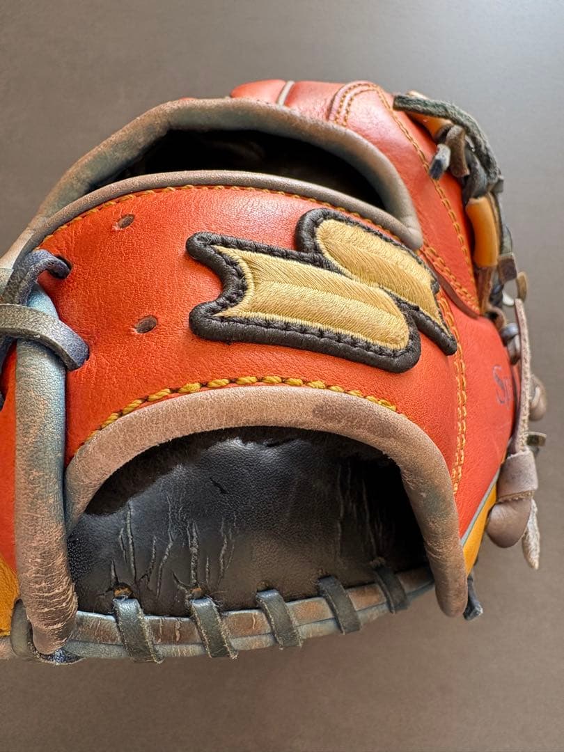 硬式野球グローブ 内野手用オレンジ イエロー