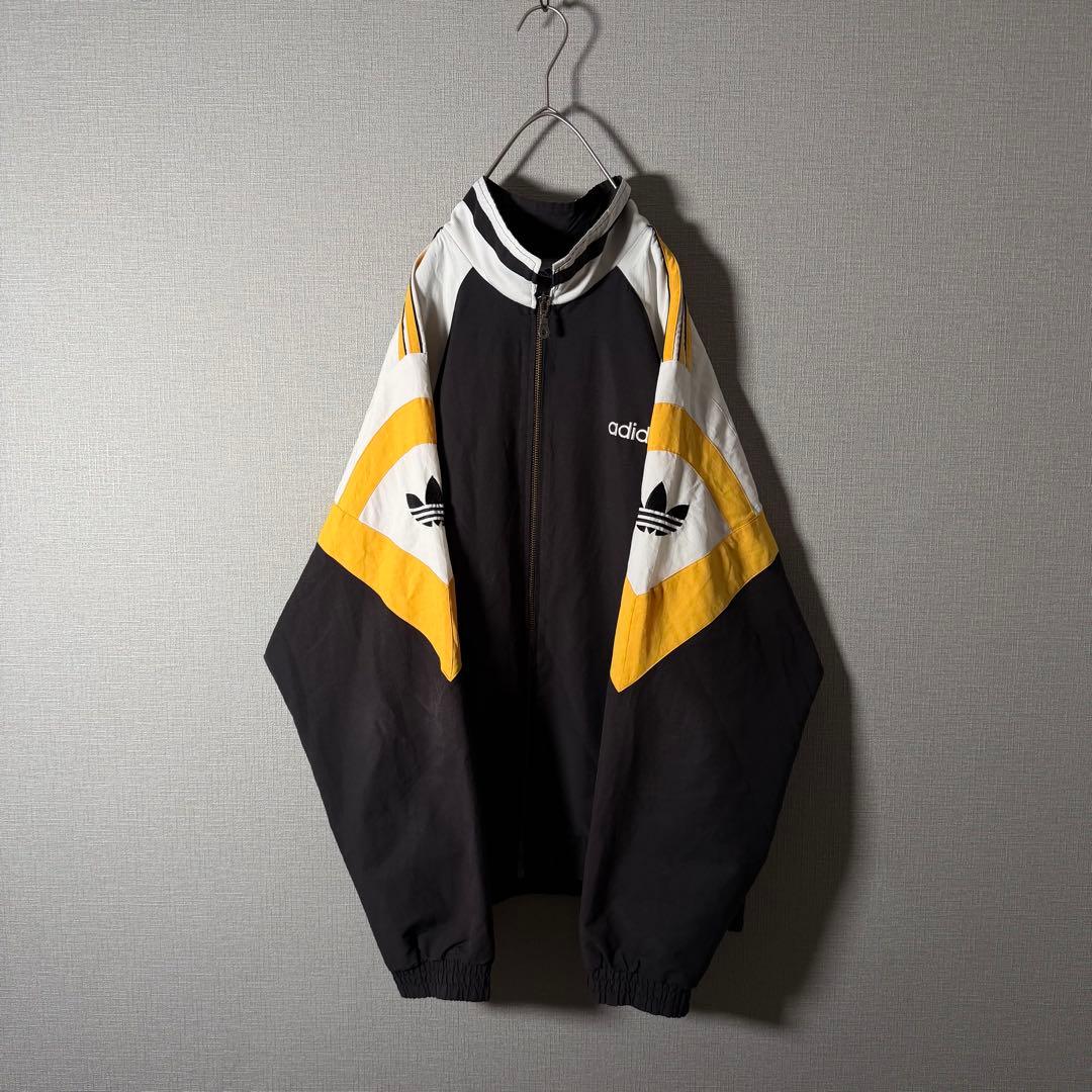 90s★adidas 万国旗タグ ナイロンジャケット 刺繍 アームロゴ L程度