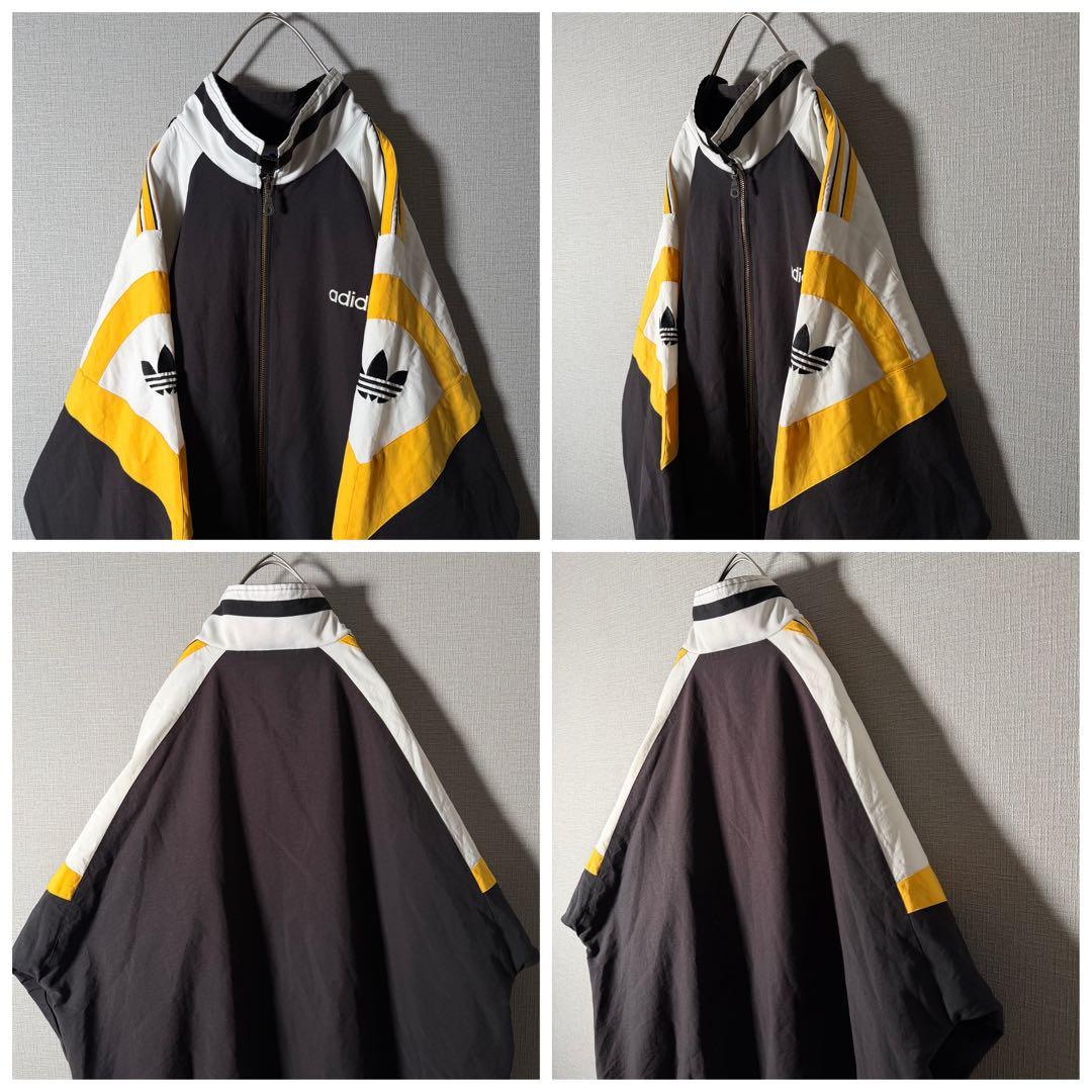 90s★adidas 万国旗タグ ナイロンジャケット 刺繍 アームロゴ L程度