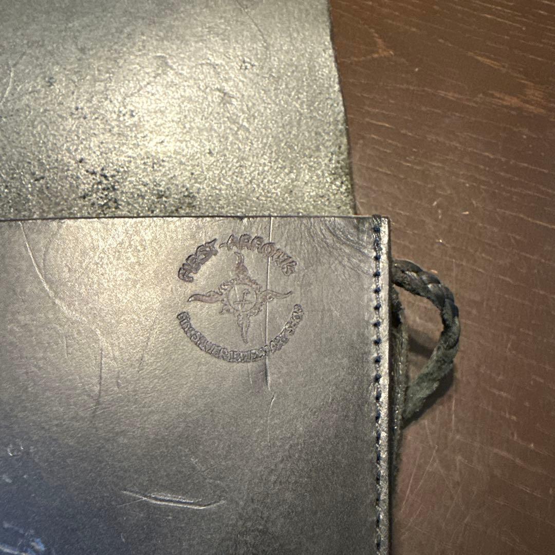 ファーストアローズ メディスンバッグ レザー ブラック フリンジ コンチョ