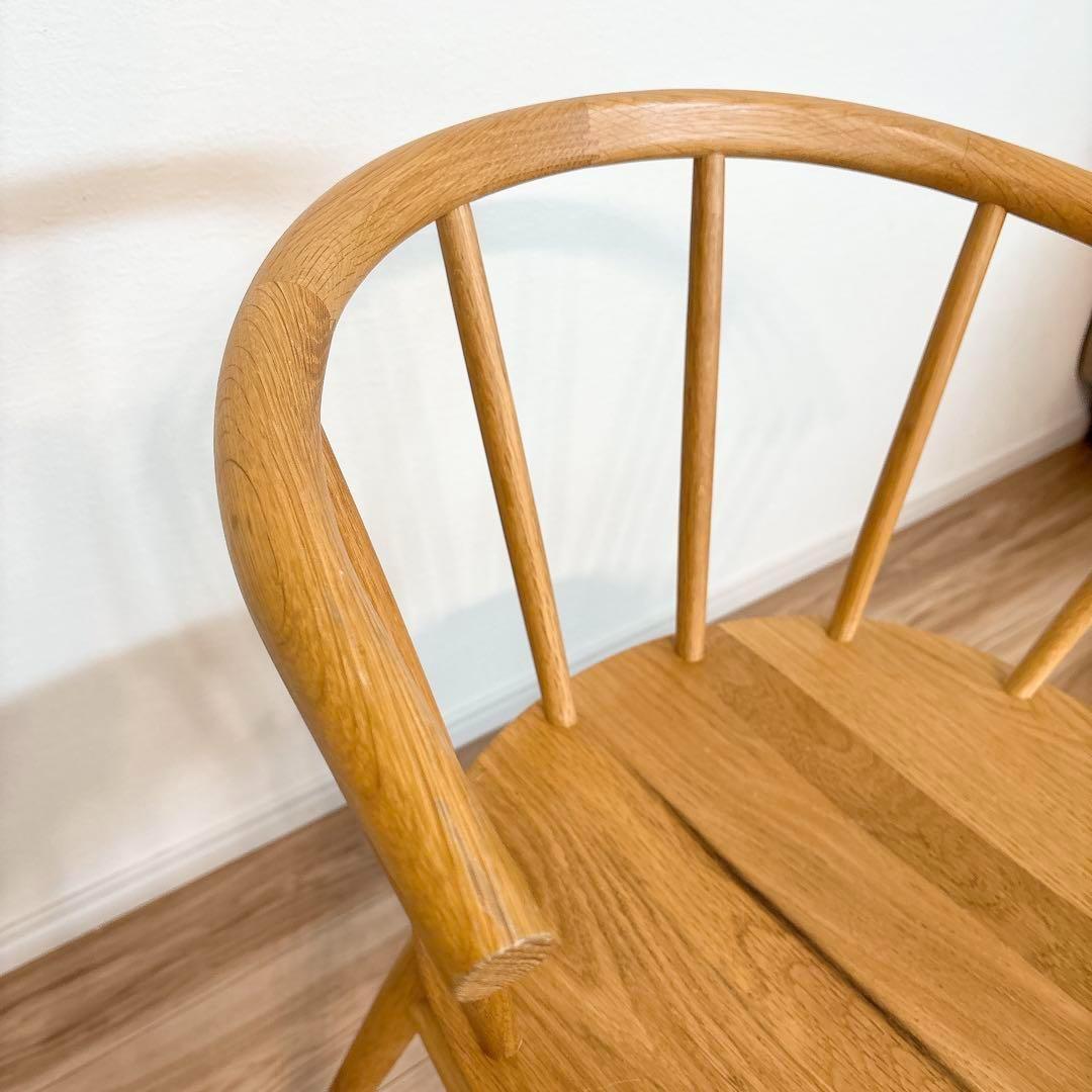 【J-】 無印良品 オーク材 アームチェア 丸脚 天然木 木製 椅子