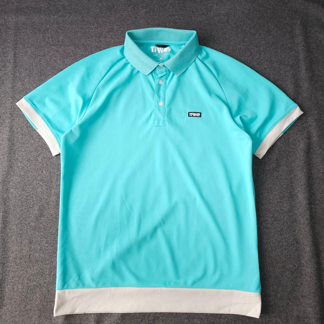 【TFW49】背中 ロゴネーム 半袖ゴルフポロシャツ ミントグリーン XL