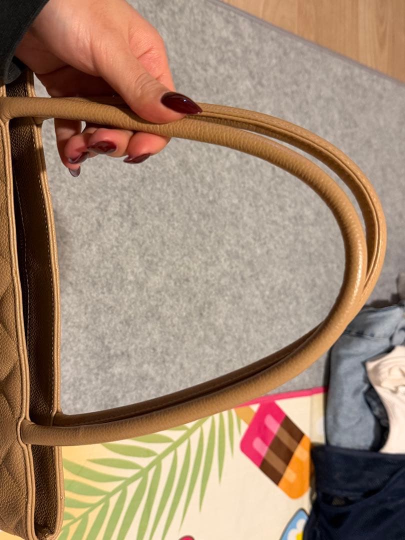 CHANEL ベージュ 復刻トートキャビアスキン トート/ハンドバッグ