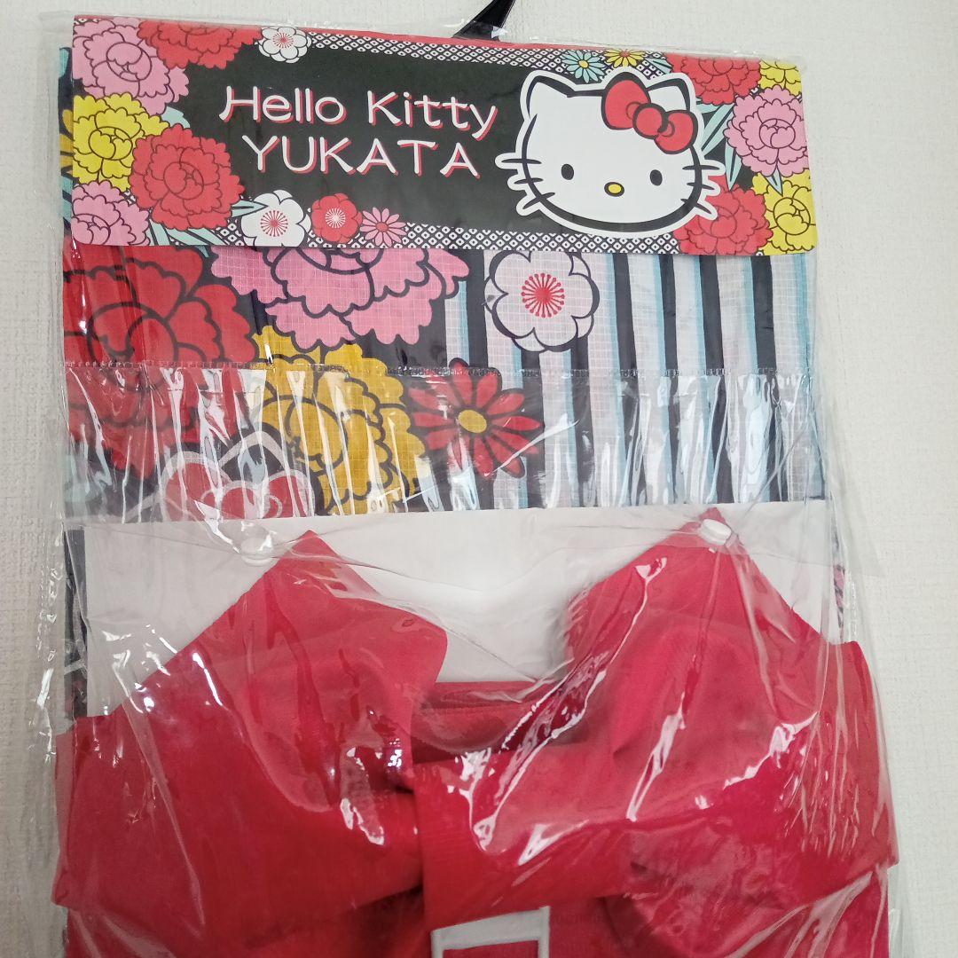 キティ　 浴衣　帯セット　サンリオ　大人　レディース　ネイビーストライプ　新品