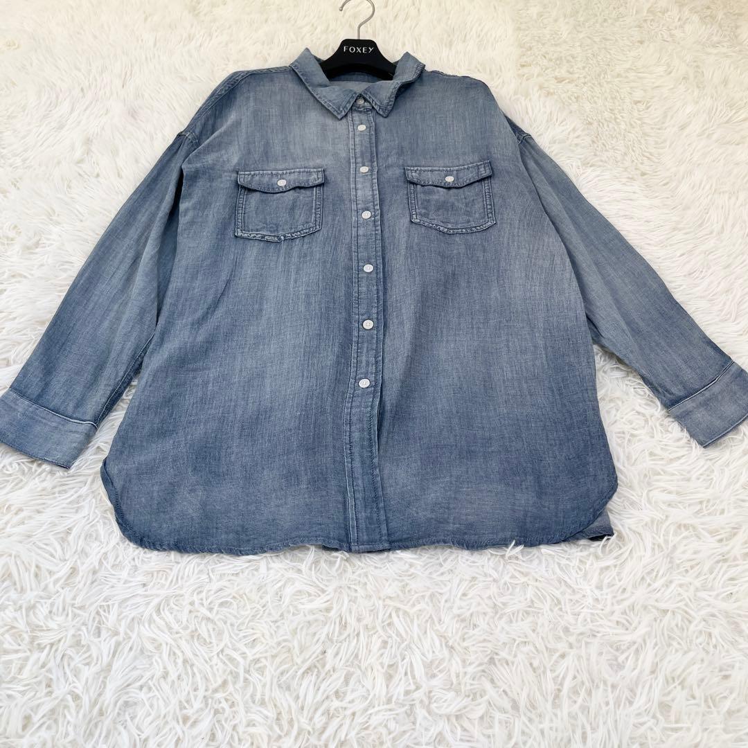 ビアズリー 《FRIPIER》シフォンデニムシャツ　Fサイズ