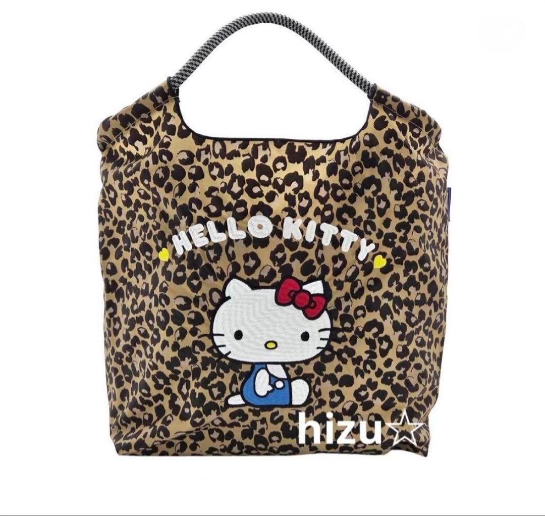 ボールアンドチェーン　キティ　ヒョウ柄　エコバッグ　ブラック　M