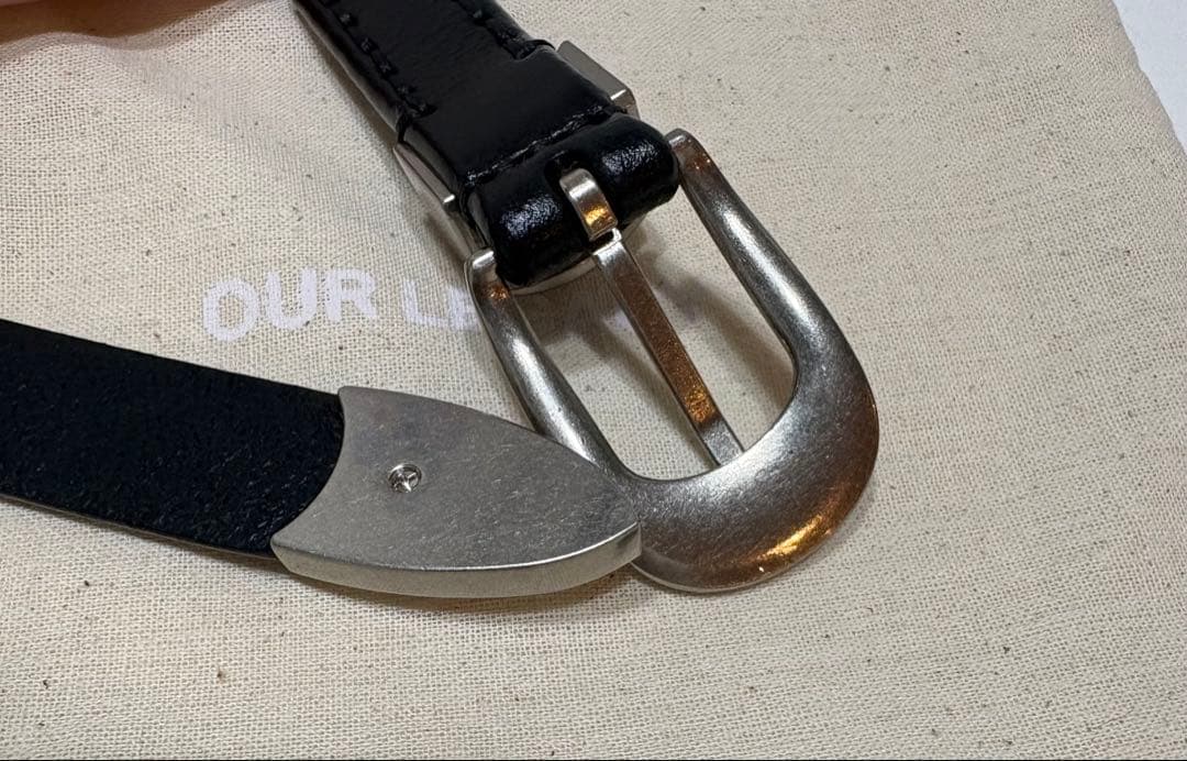 小物 OUR LEGACY 2CM BELT / BLACK LEATHER 80