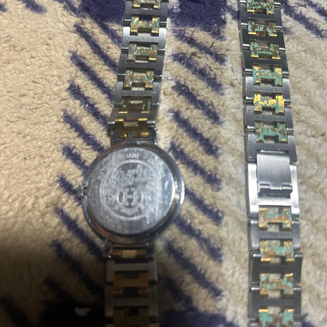 z*様 HERMES アナログ腕時計 シルバー/ゴールド クリッパー金具ベルト付