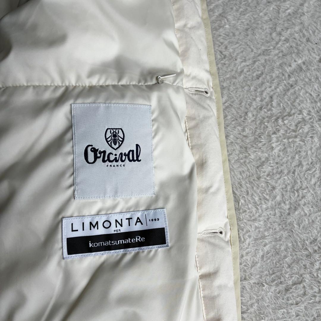 美品 オーシバル Bshop 撥水 キルトダウンカラーレスジャケット 2 生成り