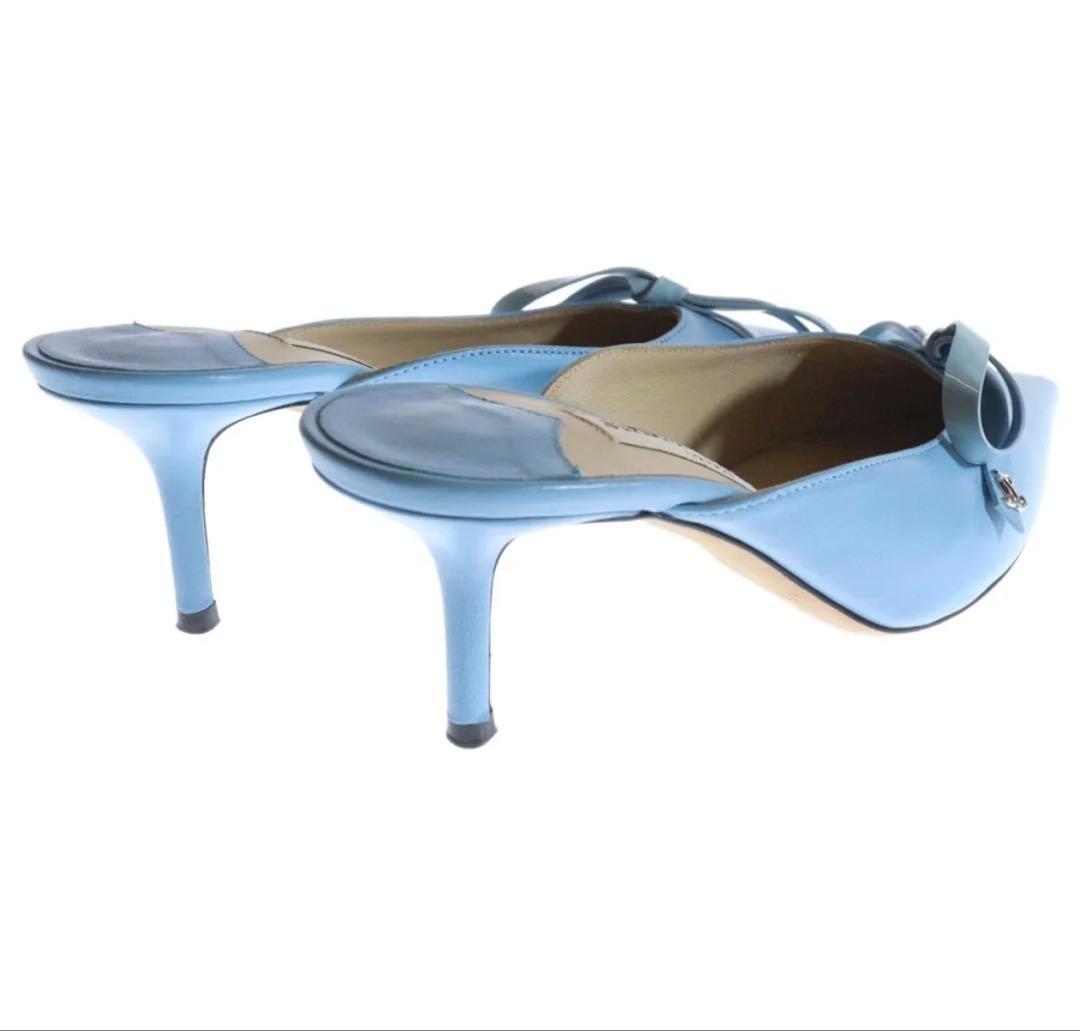 JIMMY CHOOリボン ポインテッドトゥ レザーミュールパンプス36