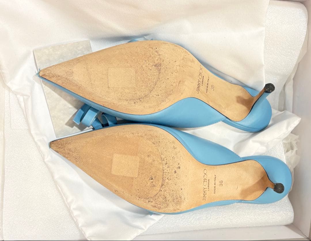 JIMMY CHOOリボン ポインテッドトゥ レザーミュールパンプス36