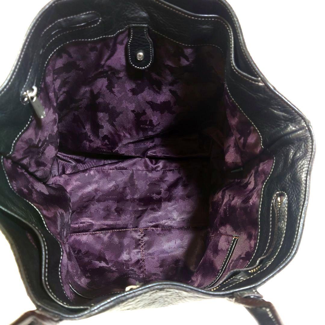 アニアリ オールレザー ビジネス トートバッグ シボ革 ブラック A4収納