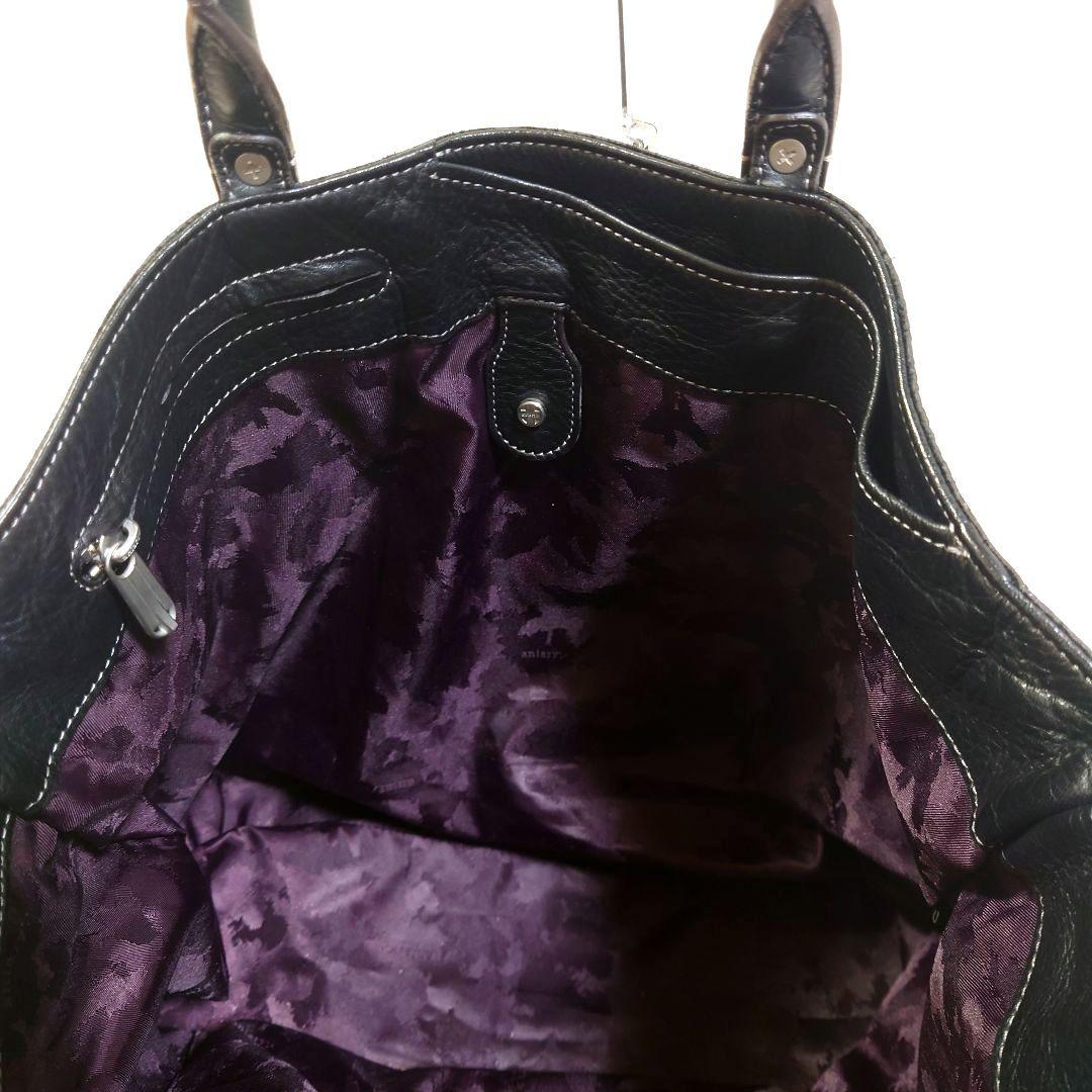 アニアリ オールレザー ビジネス トートバッグ シボ革 ブラック A4収納