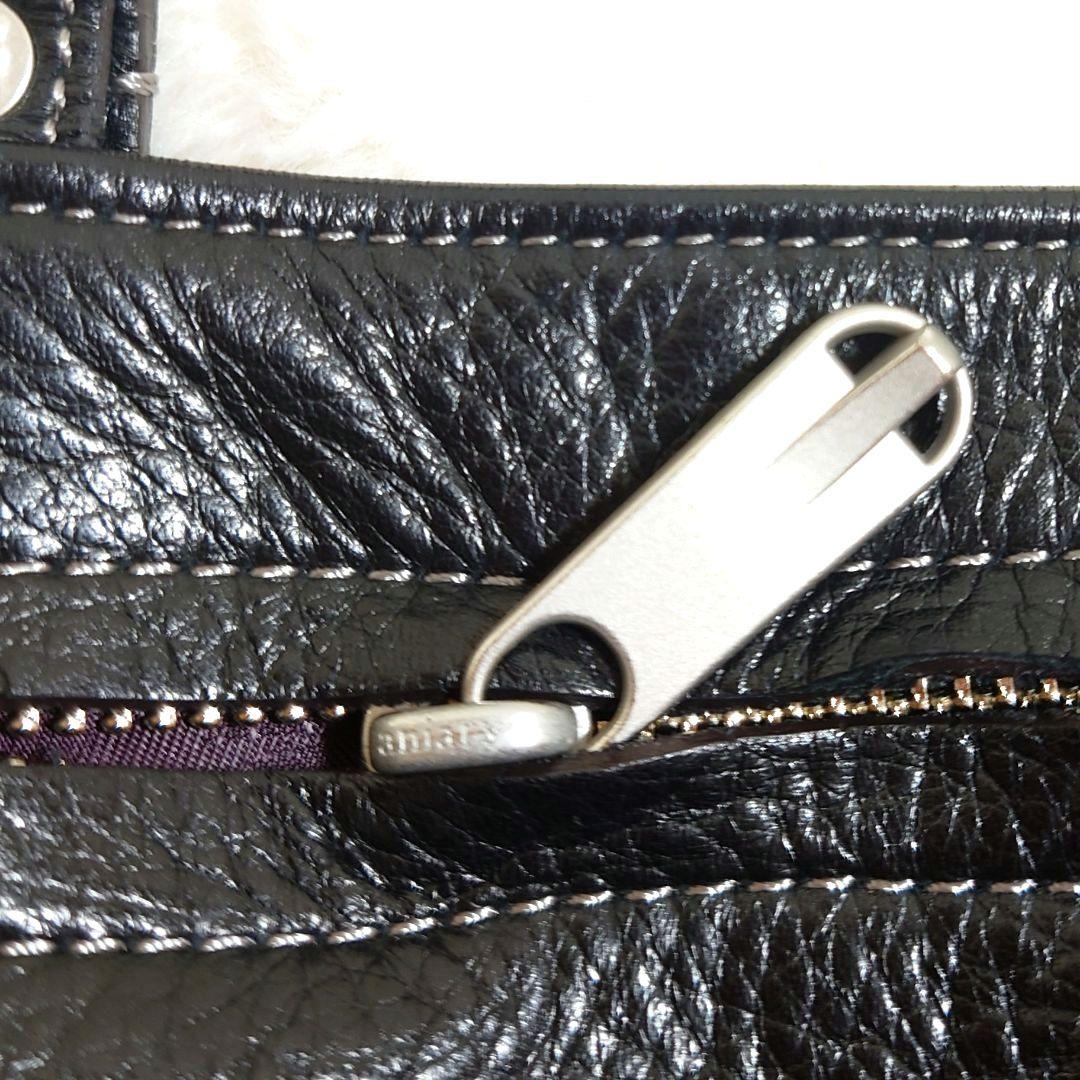 アニアリ オールレザー ビジネス トートバッグ シボ革 ブラック A4収納