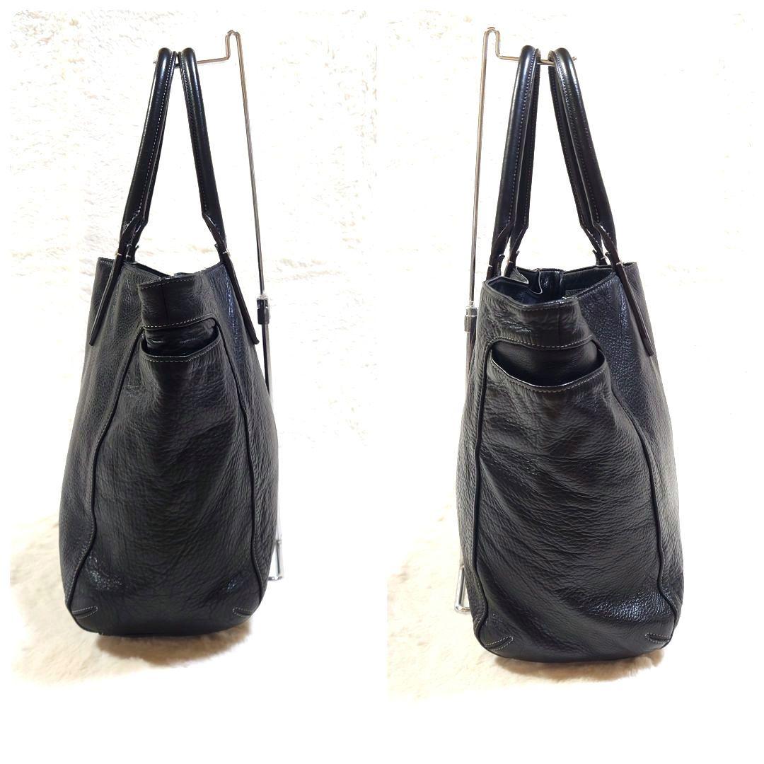 アニアリ オールレザー ビジネス トートバッグ シボ革 ブラック A4収納