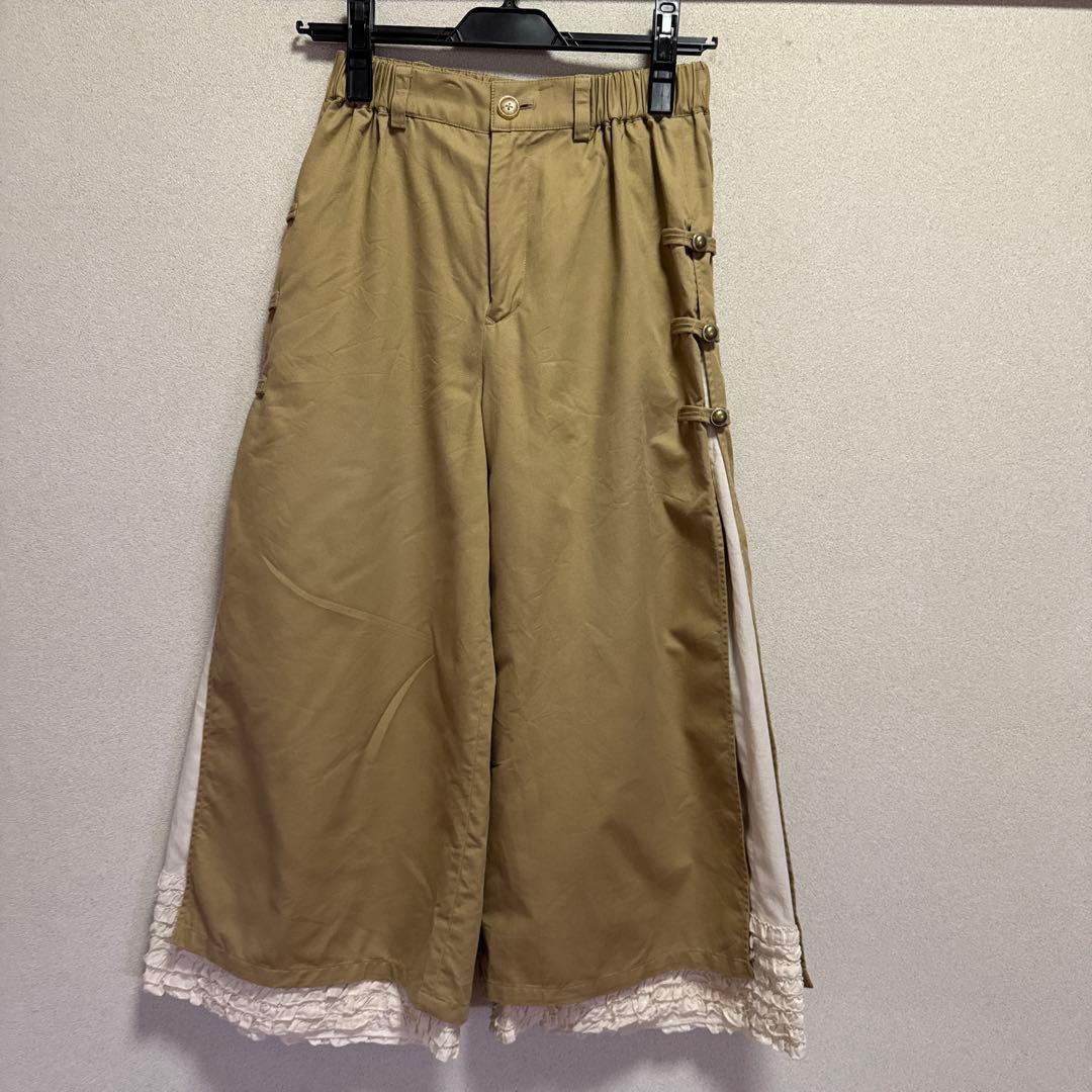 ピンクハウス ベージュ サイドボタン ガウチョパンツ
