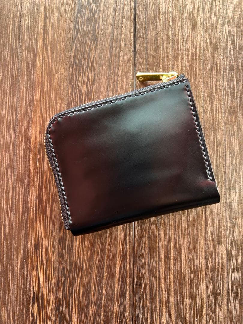 コードバン　ブラック　コンパクトウォレット　財布　新喜皮革　国産コードバン