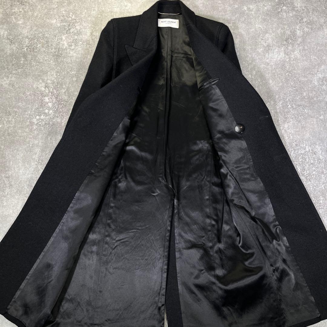 22AW SAINT LAURENT ダブルブレステッドロングコート 46 黒