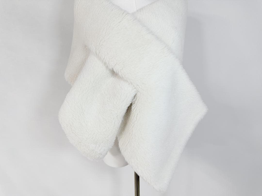 未使用級★Max Mara/マックスマーラ テディマフラー ストール ホワイト