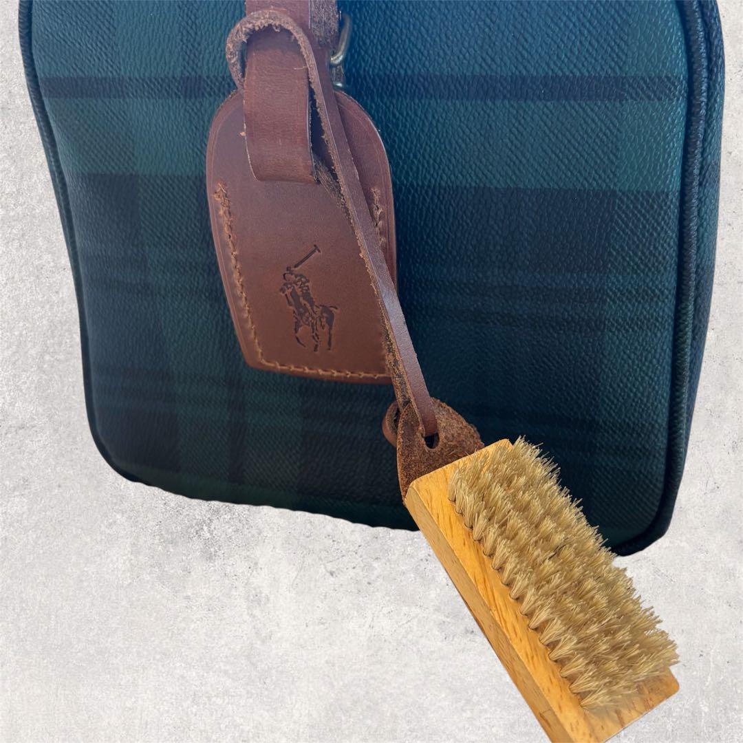 美品　ラルフローレン ミニボストンバッグ チェック柄　ユニセックス PVC