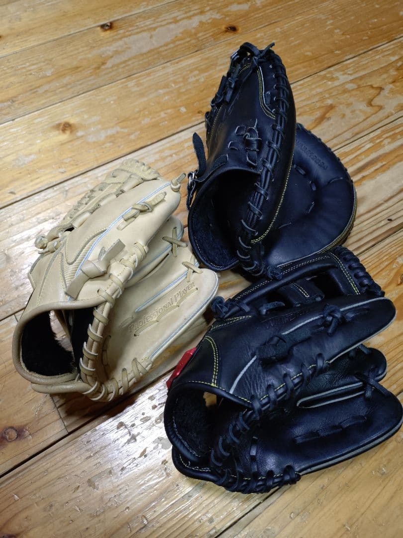 ミズノ・ゼット・SSK 軟式グローブ 右投げ 3点セット