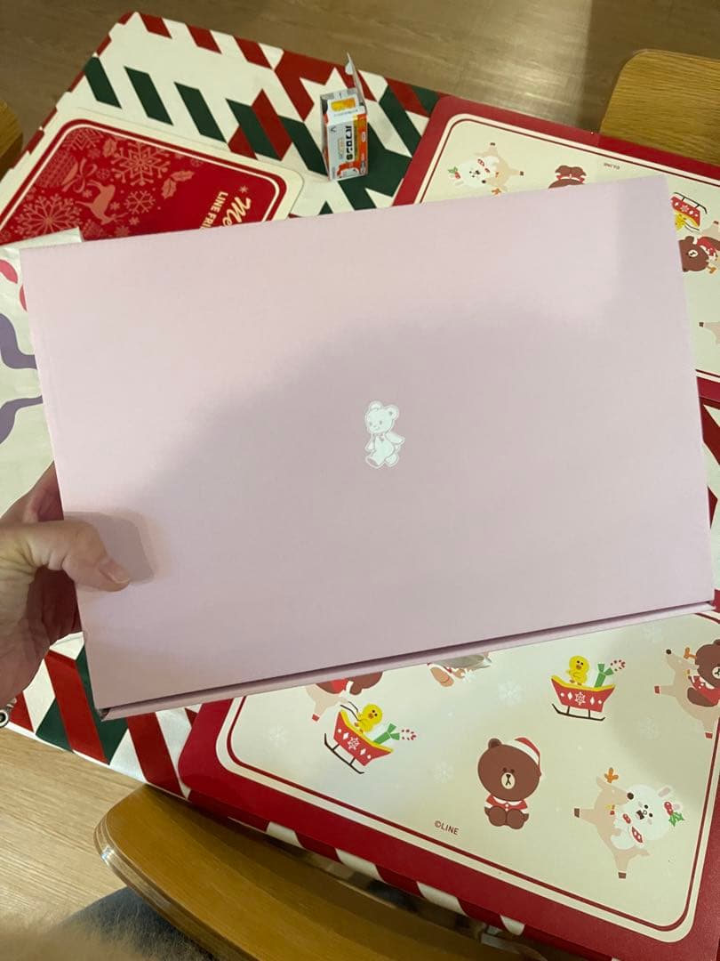 ファミリア　赤チェック　レッスンバッグ ギフト包装