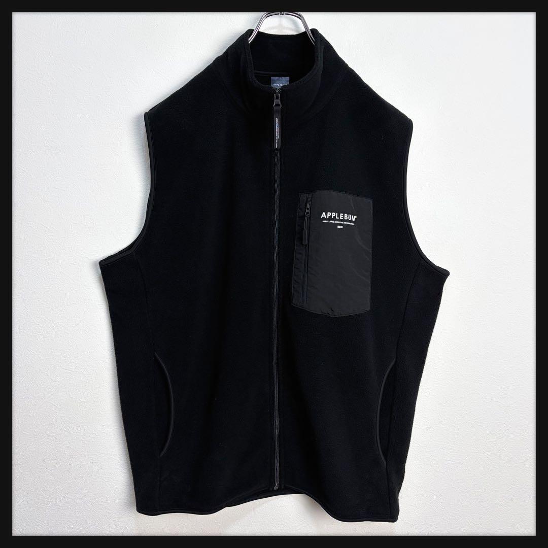 【美品★希少XL】アップルバム ワンポイントロゴ フリースベスト ブラック 即完