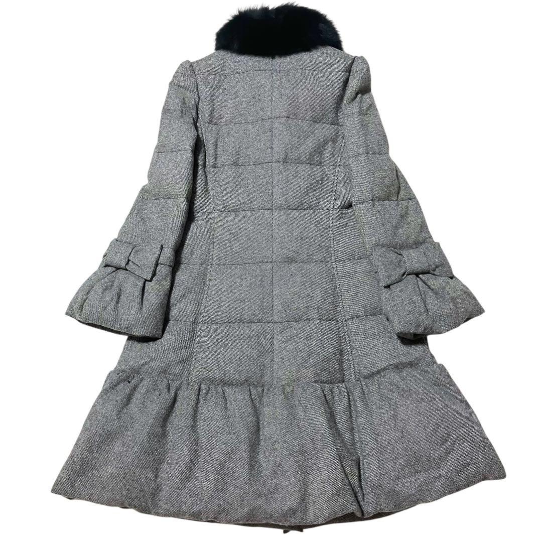 美品 エムズグレイシーツイード ダウンコート フォックスファー 2way 38