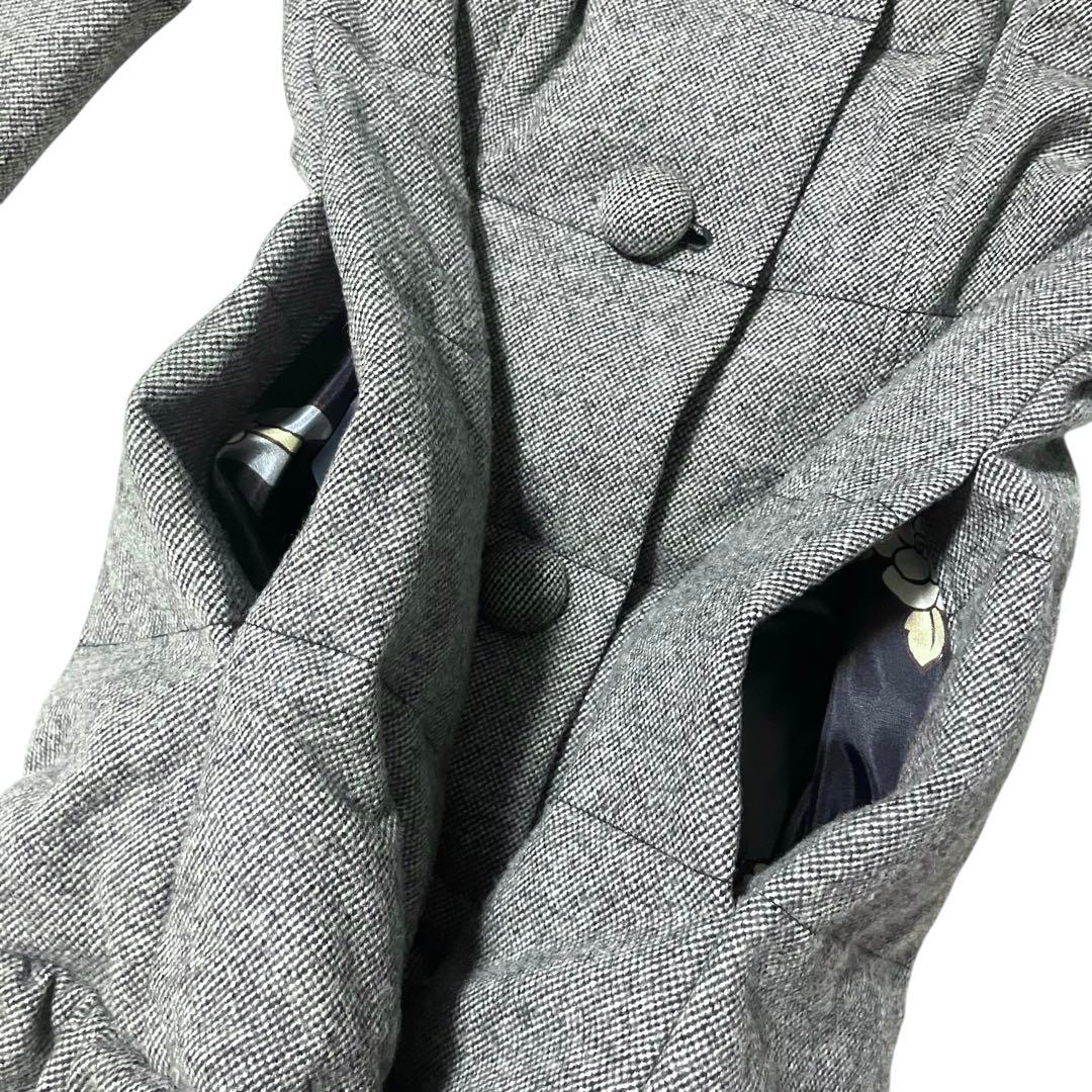 美品 エムズグレイシーツイード ダウンコート フォックスファー 2way 38