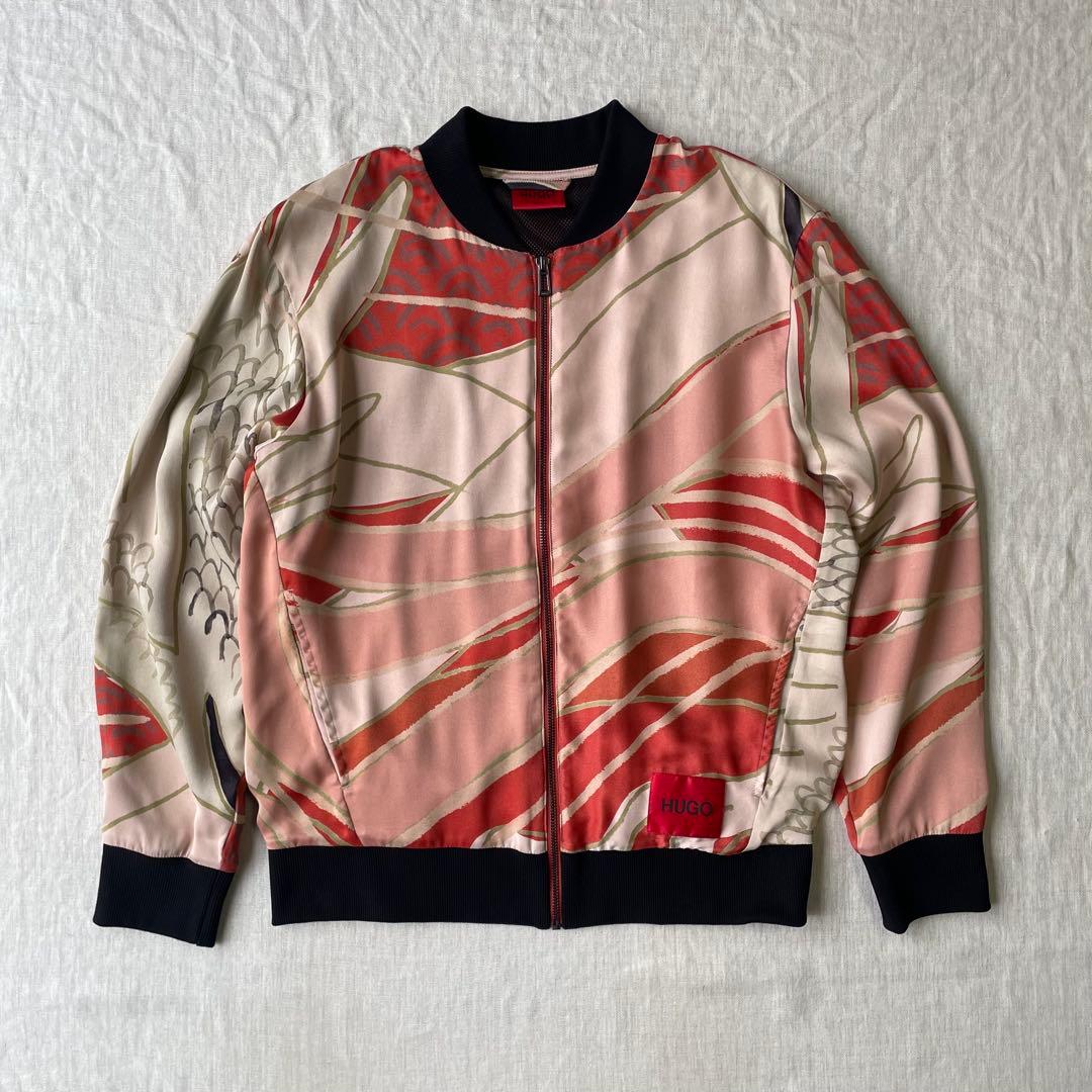 希少 HUGO BOSS ヒューゴボス 和柄 鶴 ボンバージャケット M