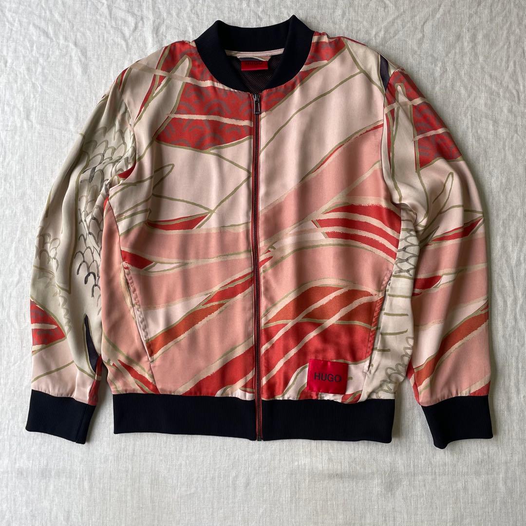 希少 HUGO BOSS ヒューゴボス 和柄 鶴 ボンバージャケット M