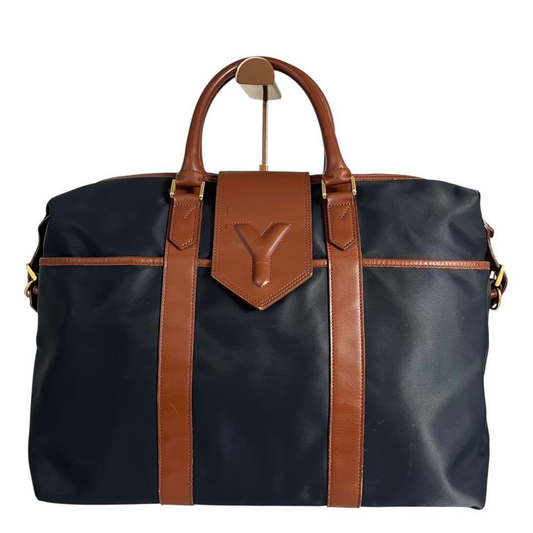 美品　イブサンローラン　ボストンバッグ　ネイビー　ヴィンテージ