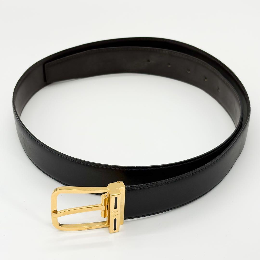 ♡美品♡ セリーヌ CELINE トリオンフ レザーベルト ブラック ゴールド