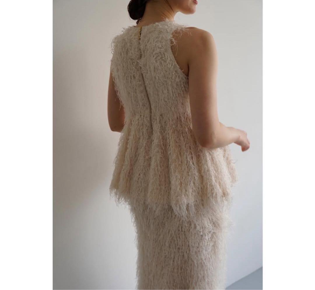 Acka 24ssフリンジアメリカンノースリーブトップス アイボリー